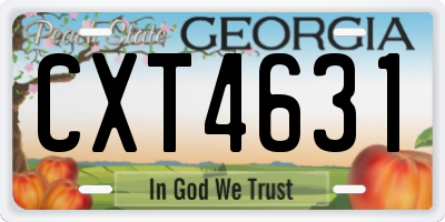 GA license plate CXT4631