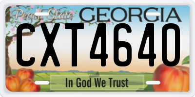 GA license plate CXT4640