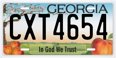 GA license plate CXT4654