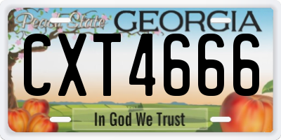 GA license plate CXT4666