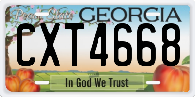 GA license plate CXT4668