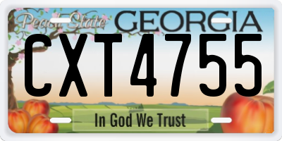 GA license plate CXT4755
