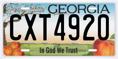 GA license plate CXT4920