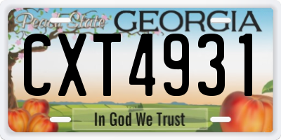 GA license plate CXT4931