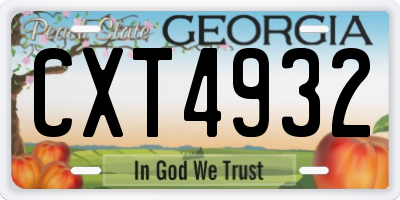 GA license plate CXT4932