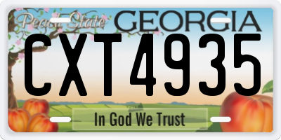 GA license plate CXT4935
