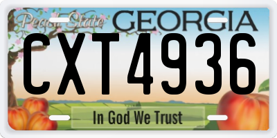 GA license plate CXT4936