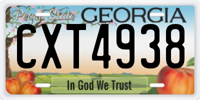 GA license plate CXT4938