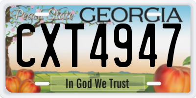 GA license plate CXT4947