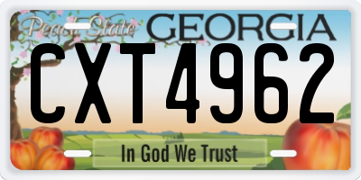 GA license plate CXT4962