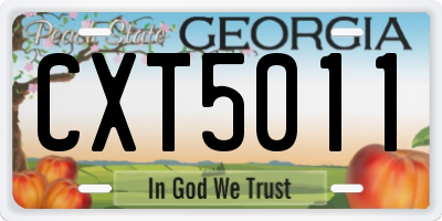 GA license plate CXT5011