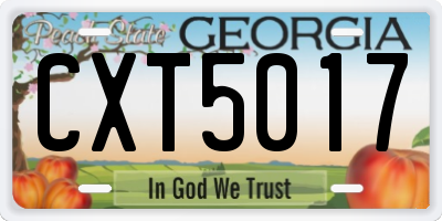 GA license plate CXT5017