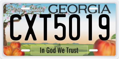 GA license plate CXT5019