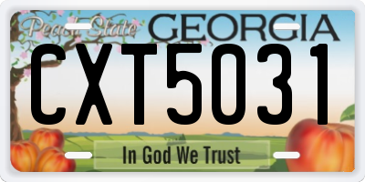 GA license plate CXT5031