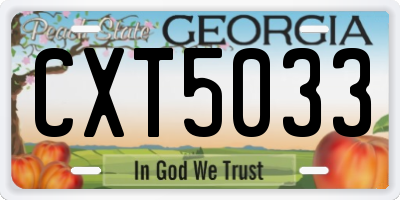 GA license plate CXT5033