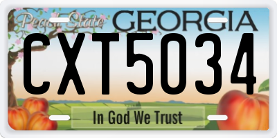 GA license plate CXT5034
