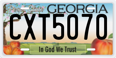 GA license plate CXT5070