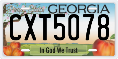 GA license plate CXT5078