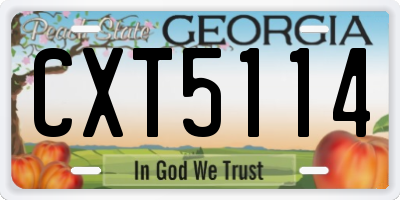 GA license plate CXT5114