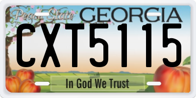 GA license plate CXT5115