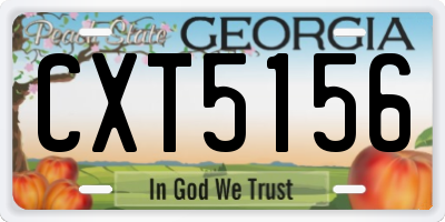 GA license plate CXT5156