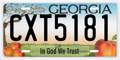 GA license plate CXT5181