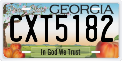 GA license plate CXT5182