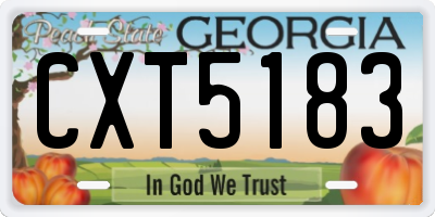 GA license plate CXT5183