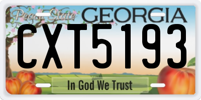 GA license plate CXT5193