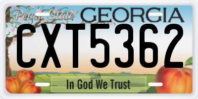 GA license plate CXT5362