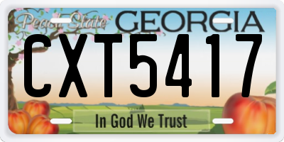 GA license plate CXT5417