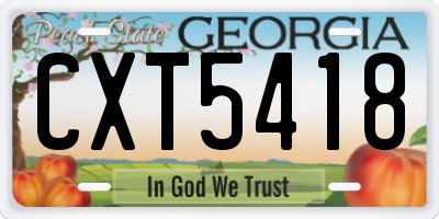GA license plate CXT5418