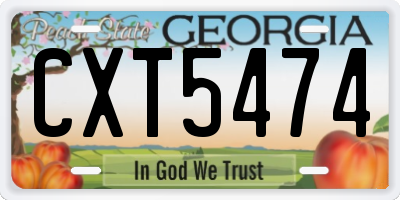 GA license plate CXT5474