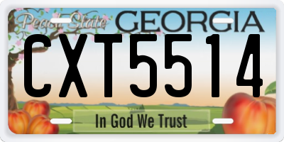 GA license plate CXT5514