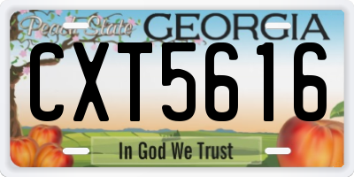 GA license plate CXT5616
