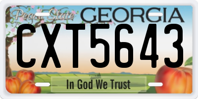 GA license plate CXT5643
