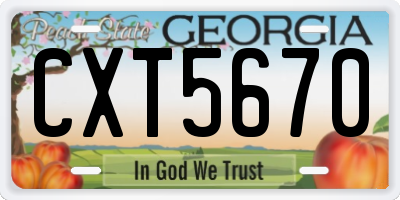 GA license plate CXT5670