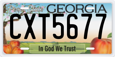 GA license plate CXT5677