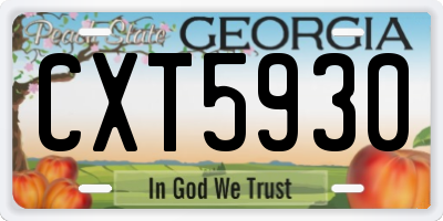 GA license plate CXT5930