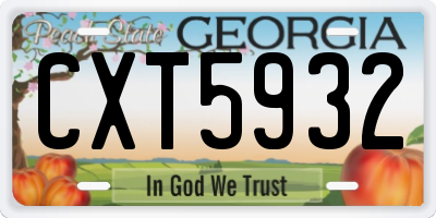 GA license plate CXT5932