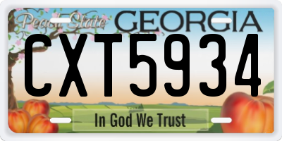 GA license plate CXT5934