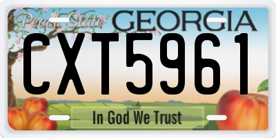 GA license plate CXT5961