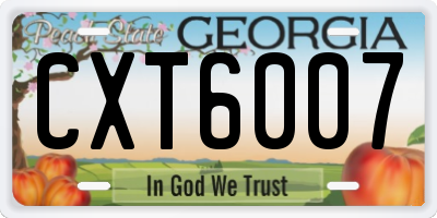 GA license plate CXT6007