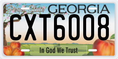 GA license plate CXT6008