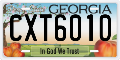 GA license plate CXT6010