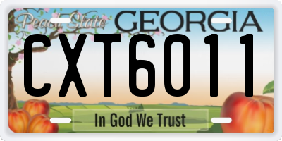GA license plate CXT6011