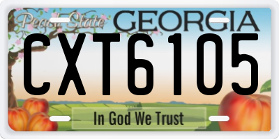 GA license plate CXT6105