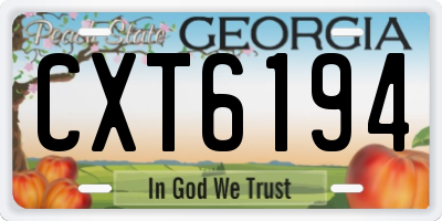 GA license plate CXT6194