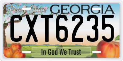 GA license plate CXT6235