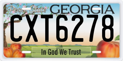 GA license plate CXT6278